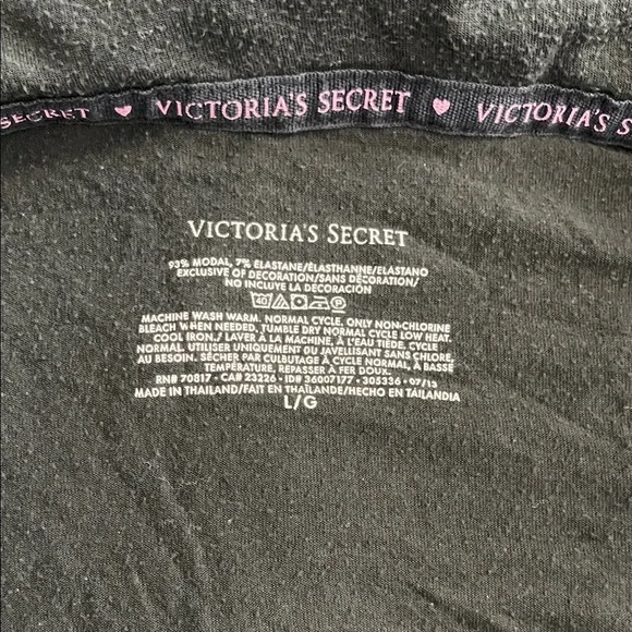 Victoria's Secret Black Modal Button-Front Sleep Shirt with Pink Trim - Picture 2 of 5